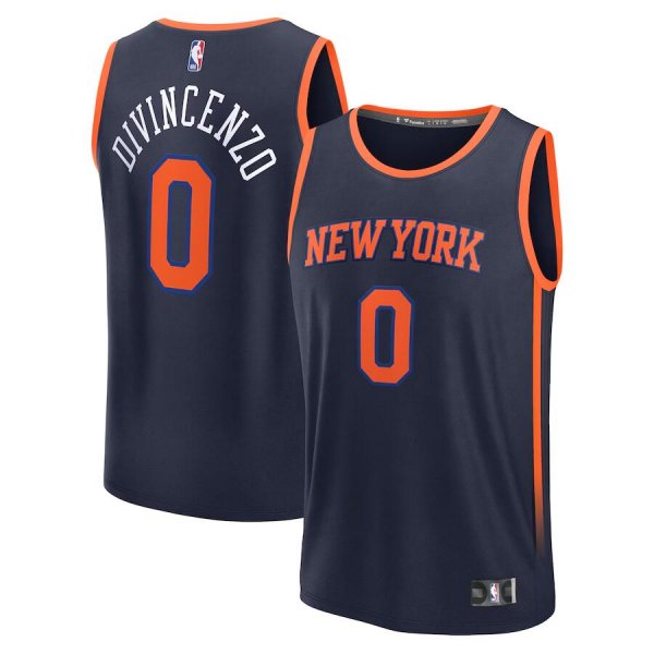 Youth New York Knicks #0 Donte DiVincenzo Navy Fast Break Replica Player Statement Edition Jersey