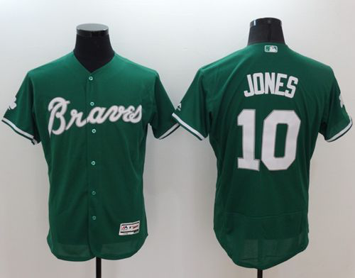 Atlanta Braves #10 Chipper Jones Green Celtic Flexbase Collection Stitched MLB Jersey