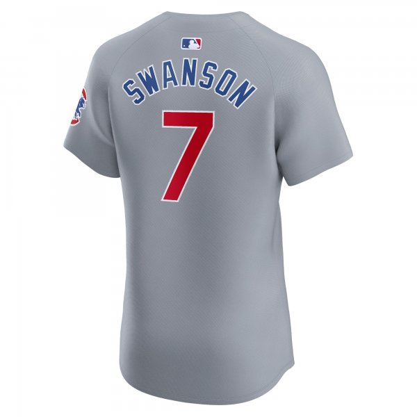 Men's Chicago Cubs Dansby Swanson Nike Gray Road Elite Player Jersey