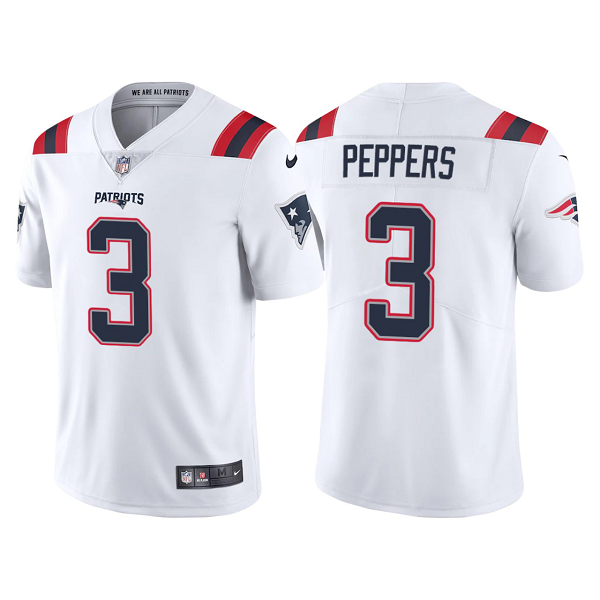 Men's Nike NFL New England Patriots Jabrill Peppers #3 White Vapor Limited JerseyWhite