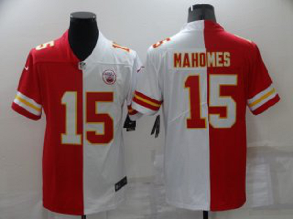 Men's Nike Kansas City Chiefs #15 Patrick Mahomes Red Split Vapor Limited Stitched Jersey