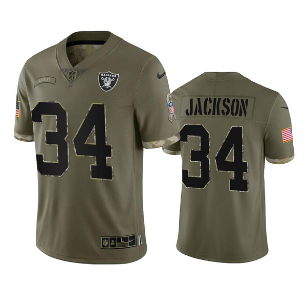 Men's Las Vegas Raiders #34 Bo Jackson Nike Olive 2022 Salute To Service NFL Jersey