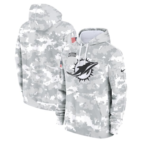 Men's Nike Arctic Camo Miami Dolphins 2024 Salute To Service Club Fleece Pullover Hoodie