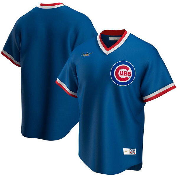 Men's NIKE Chicago Cubs Blank Road Cooperstown Collection Team Royal MLB Jersey