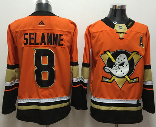 Adidas Anaheim Ducks #8 Teemu Selanne Orange Stitched NHL Jersey