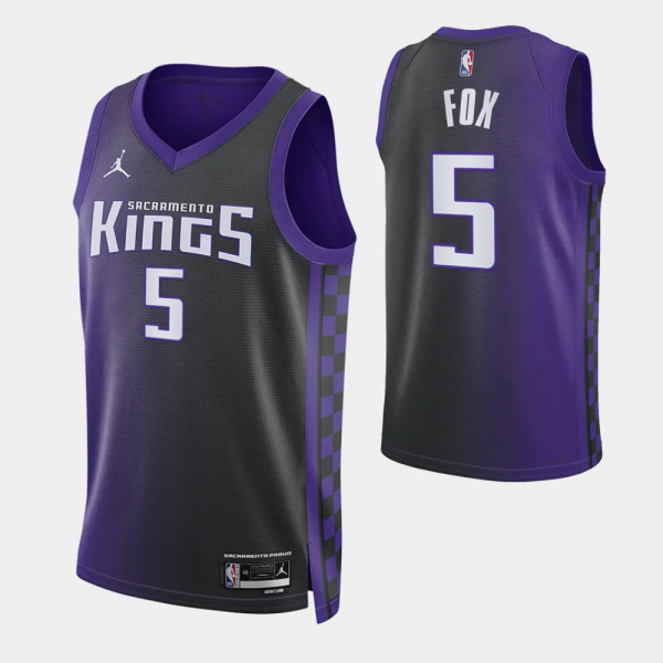 2023-24 Statement Edition Sacramento Kings #5 De'Aaron Fox Purple Swingman Jersey