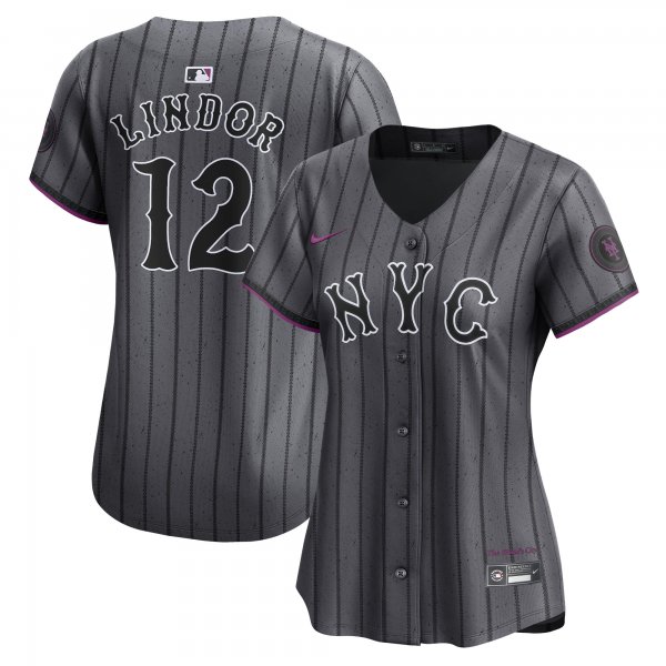 Women's New York Mets Francisco Lindor Nike Graphite 2024 City Connect Limited Player Jersey