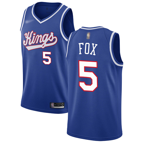 Sacramento Kings #5 De'Aaron Fox Blue NBA Swingman Hardwood Classics Jersey