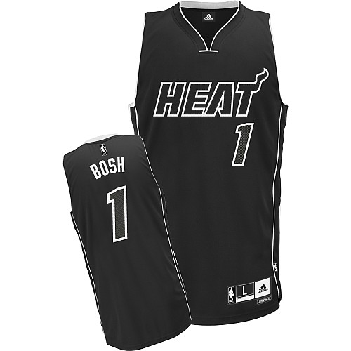 Men's Miami Heat #1 Chris Bosh Black Black Shadow Stitched NBA Jersey