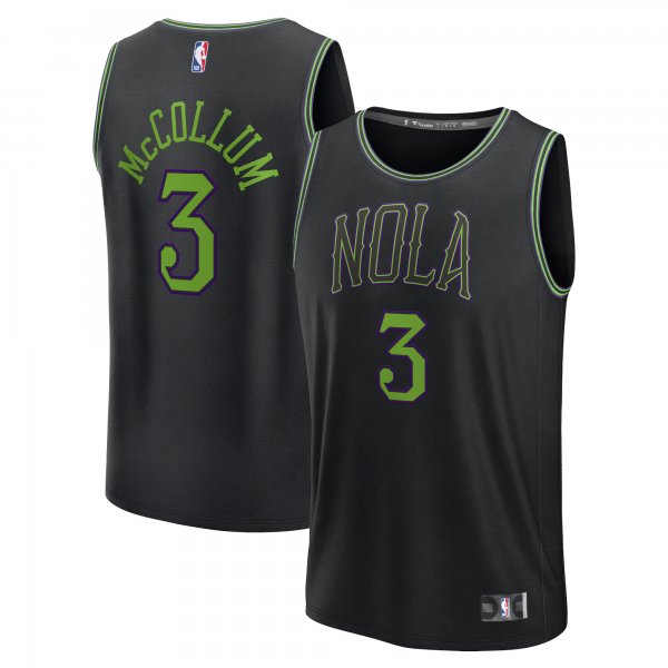 Men's New Orleans Pelicans CJ McCollum Fanatics Black Fast Break Jersey - City Edition