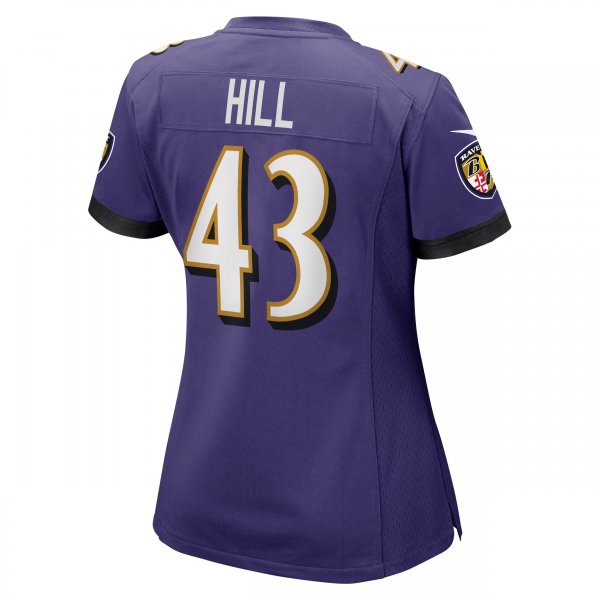 Women's Baltimore Ravens Justice Hill Nike Purple Game Jersey