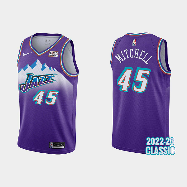 Men's Utah Jazz #45 Donovan Mitchell 2022-23 Classic Edition Purple NBA Jersey