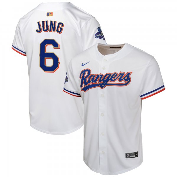 Youth Texas Rangers Josh Jung Nike White 2024 Gold Collection Limited Player Jersey