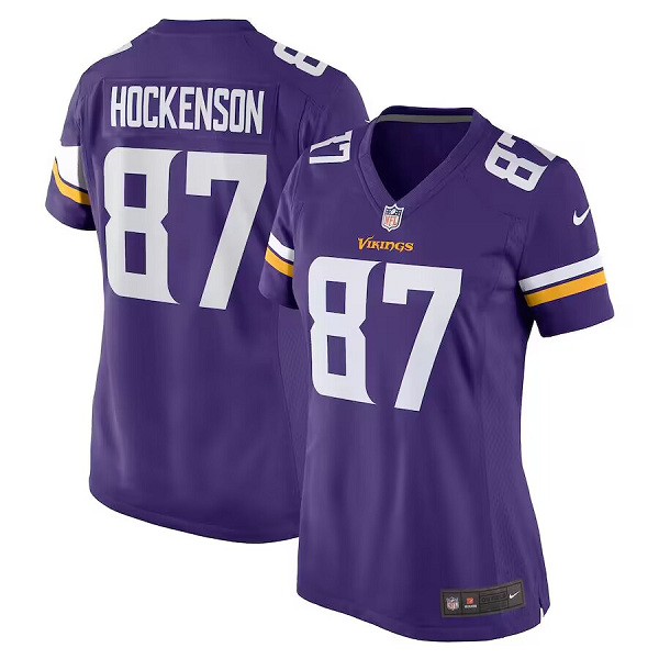 Women's Minnesota Vikings #87 T.J. Hockenson Nike Purple Limited NFL Jersey