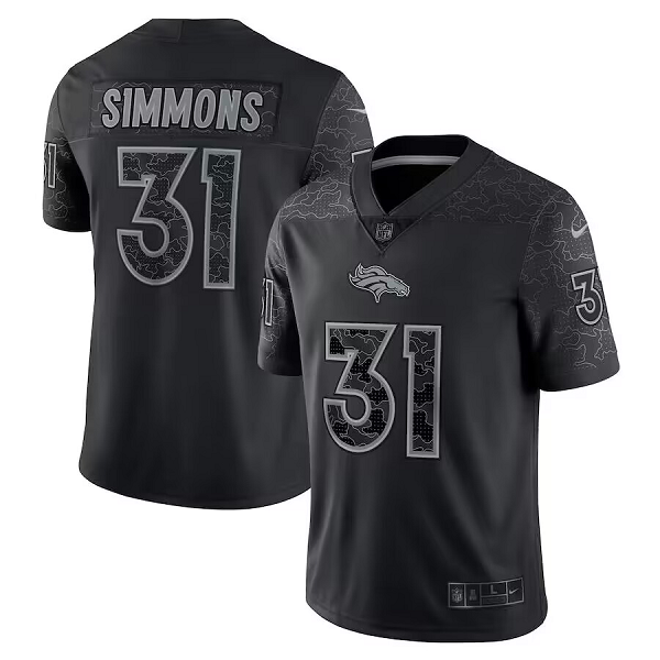 Men's Denver Broncos #31 Justin Simmons Nike Black Player Reflective Limited NFL Jersey