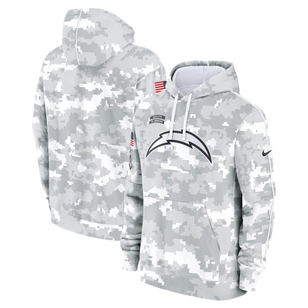 Men's Nike Arctic Camo Los Angeles Chargers 2024 Salute To Service Club Fleece Pullover Hoodie