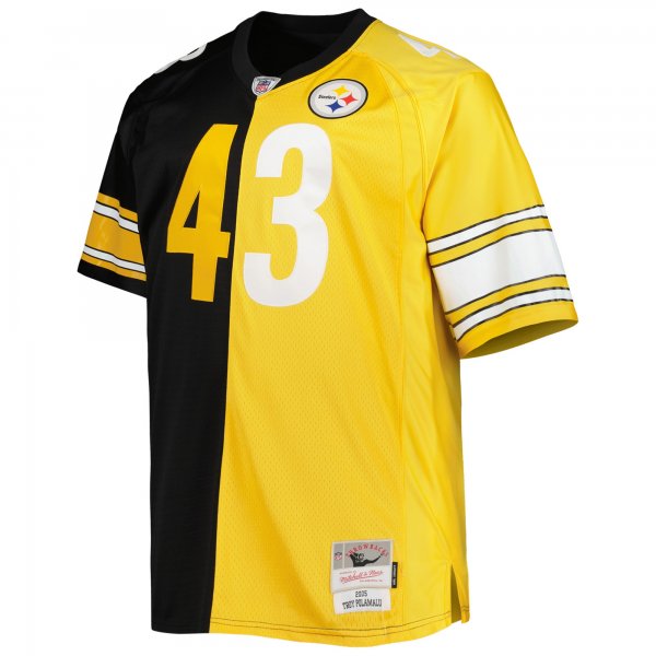 Men's Pittsburgh Steelers Troy Polamalu Mitchell & Ness Black/Gold Big & Tall Split Legacy Retired Player Replica Jersey