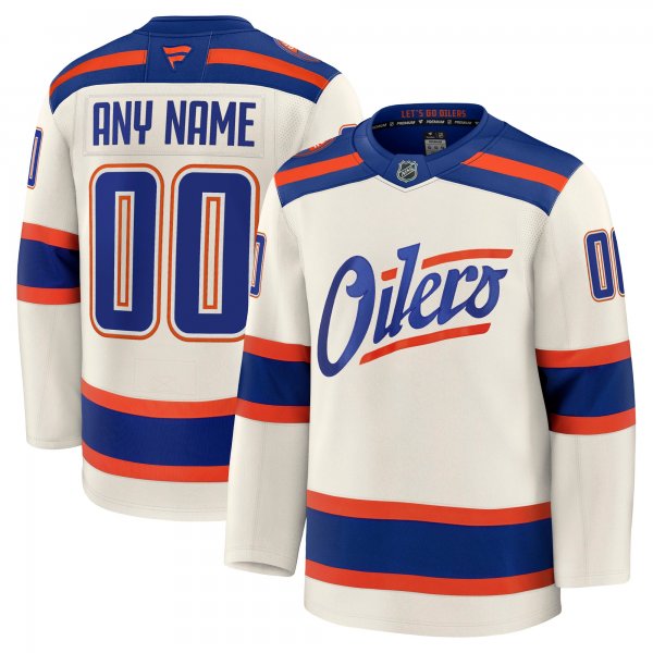 Men's Edmonton Oilers Light Beige Alternate Premium Custom Jersey
