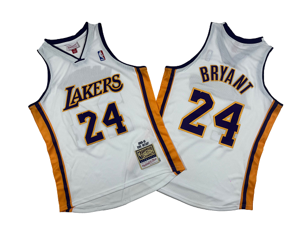 Men's Los Angeles Lakers #24 Kobe Bryant 2009-10 White Mitchell and Ness Stitched NBA Jersey