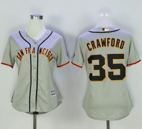 San Francisco Giants #35 Brandon Crawford Grey Women's Road Stitched MLB Jersey