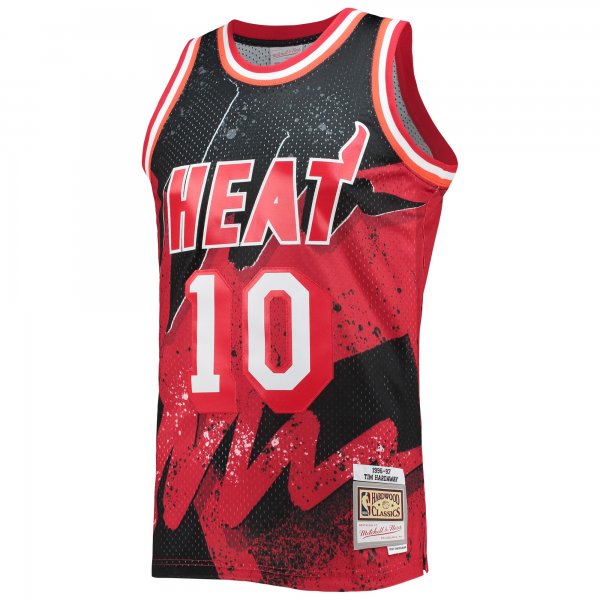 Men's Miami Heat Tim Hardaway Mitchell & Ness Scarlet Hardwood Classics 1996/97 Hyper Hoops Swingman Jersey