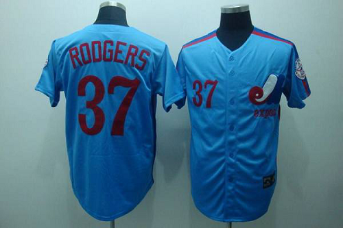 Mitchell And Ness Montreal Expos #37 Steve Rogers Blue Stitched Throwback MLB Jersey