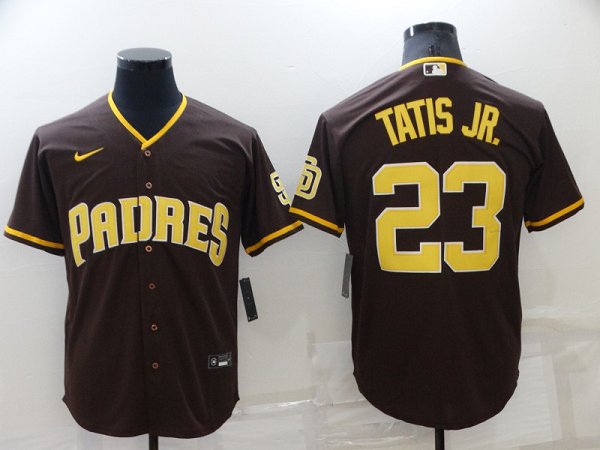 Men's Nike San Diego Padres #23 Tatis jr Brown Game 2021 Cool Base MLB Stitched Jersey