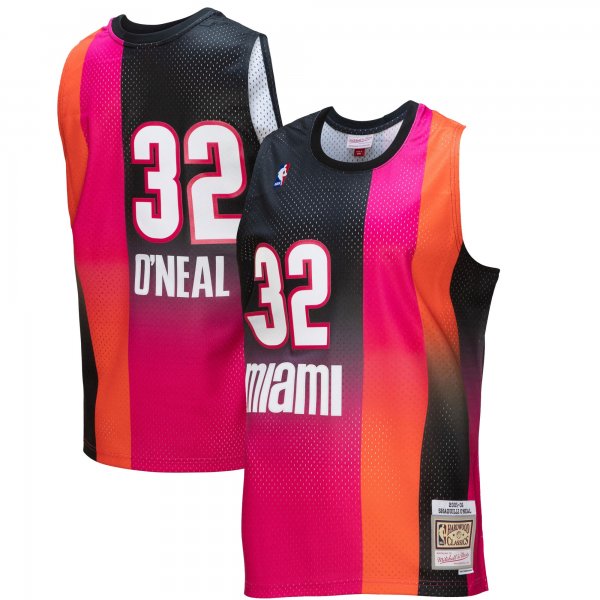 Men's Miami Heat Shaquille O'Neal Mitchell & Ness Pink/Black 2005/06 Hardwood Classics Fadeaway Swingman Player Jersey