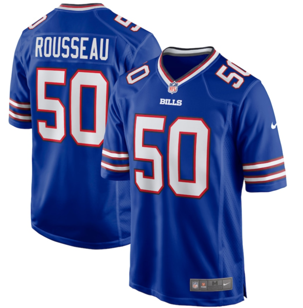 Men's Buffalo Bills #50 Gregory Rousseau Nike Royal 2021 NFL Draft First Round Pick Limited Jersey