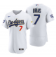 Men's Los Angeles Dodgers #7 Julio Urias White Gold Championship Flex Base Sttiched MLB Jersey