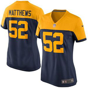 Nike Green Bay Packers #52 Clay Matthews Navy Blue Alternate Women's Stitched NFL New Elite Jersey