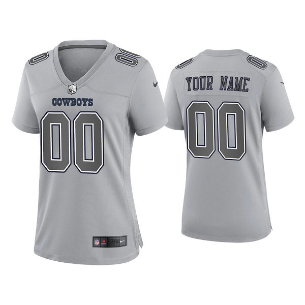 Women's Dallas Cowboys Custom Gray Atmosphere Fashion Game Jersey