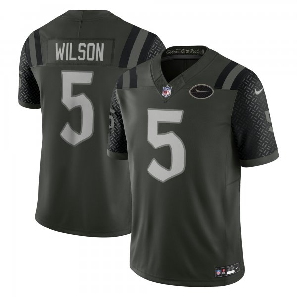 Men's #5 Garrett Wilson New York Jets Nike 2025 Rivalries Collection Limited Gotham Green Jersey
