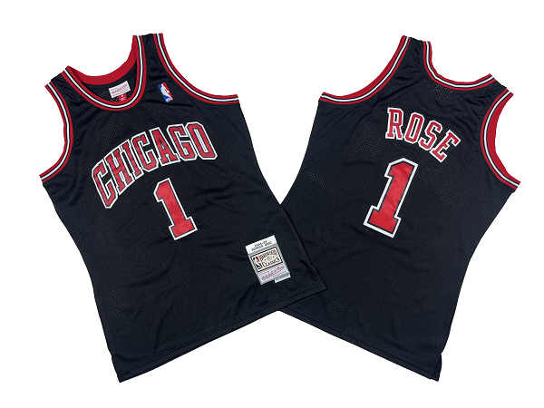 Men's Chicago Bulls #1 Derrick Rose 2008-09 Stitched Mitchell and Ness Black NBA Jersey