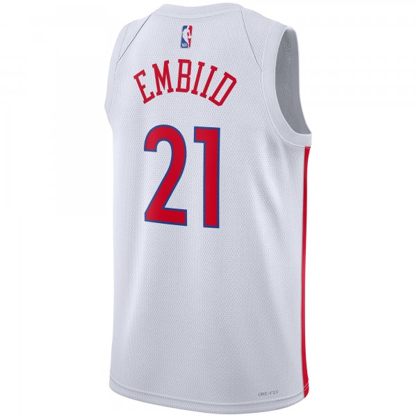 Unisex Philadelphia 76ers Joel Embiid Nike White 2022/23 Swingman Jersey - City Edition