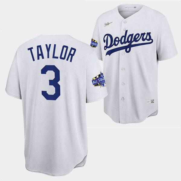 Men's Los Angeles Dodgers #3 Chris Taylor White 2022 All-Star MLB Jersey