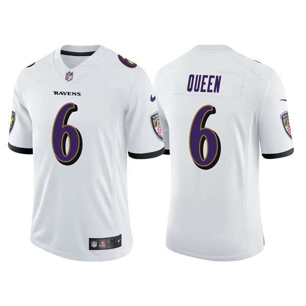 Men's Nike Baltimore Ravens #6 Patrick Queen White NFL Vapor Limited Jersey