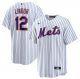 Men's New York Mets #12 Francisco Lindor White Cool Base Stitched Jersey