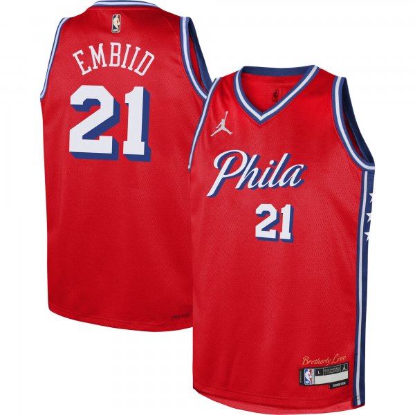 Youth Philadelphia 76ers Joel Embiid Jordan Brand Red Swingman Jersey - Statement Edition