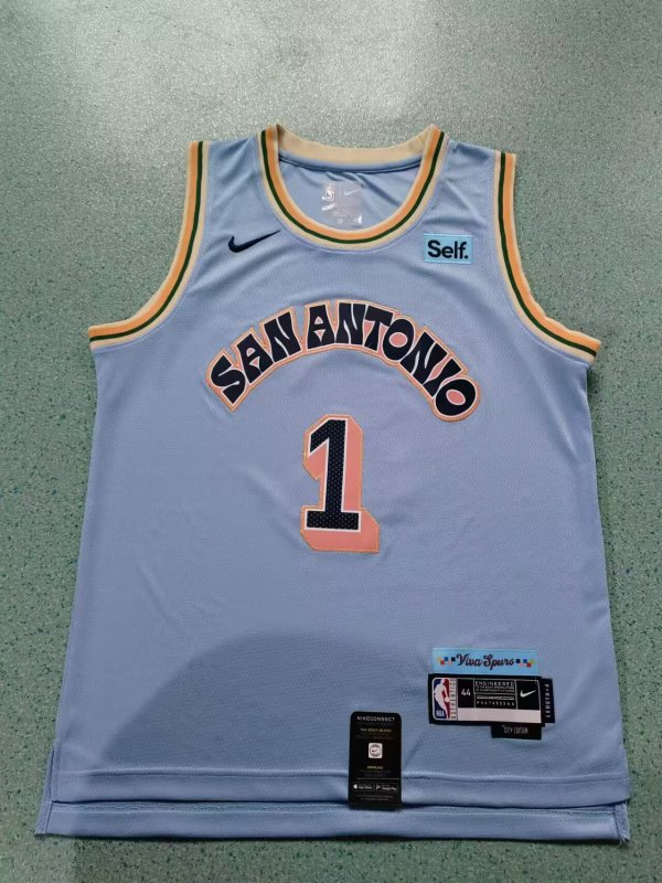 Men's #1 Victor Wembanyama Antonio Spurs Blue City Edition Jersey