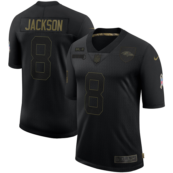 Men's Baltimore Ravens Lamar Jackson Nike Black 2020 Salute To Service Limited Jersey