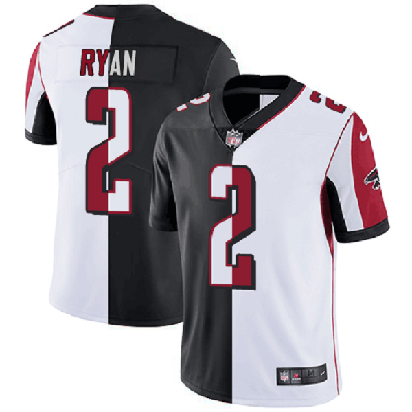 Men's Atlanta Falcons #2 Matt Ryan White Black Split Vapor Untouchable Stitched Limited NFL Jersey