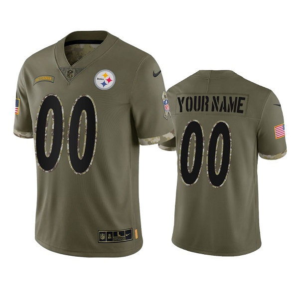 Pittsburgh Steelers Custom #00 Olive 2022 Salute To Service Limited Jersey