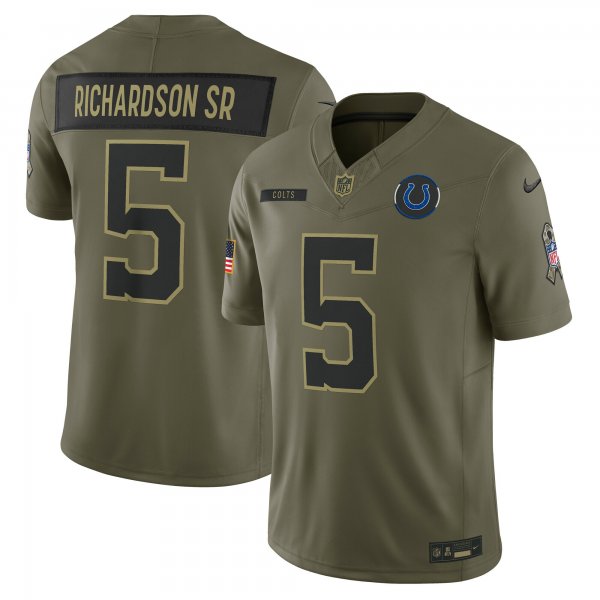 Men's #5 Anthony Richardson Sr. Indianapolis Colts Nike 2025 Salute to Service Limited Olive Jersey