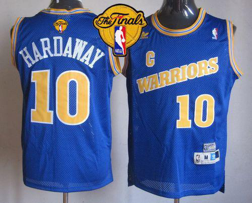 Men's Golden State Warriors #10 Tim Hardaway Blue Throwback The Finals Patch Stitched NBA Jersey