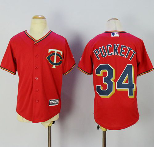 Minnesota Twins #34 Kirby Puckett Red Alternate Cool Base Stitched Youth MLB Jersey