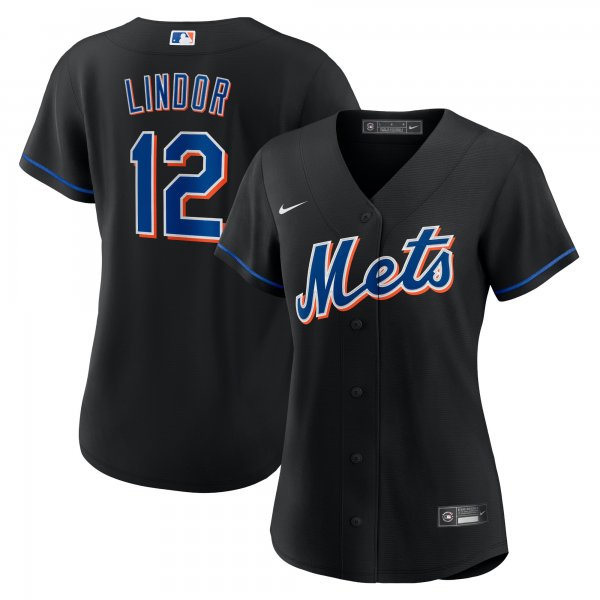 Women's New York Mets Francisco Lindor Nike Black 2022 Alternate Replica Player Jersey