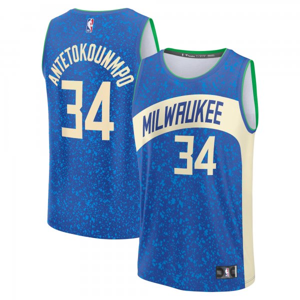 Men's Milwaukee Bucks Giannis Antetokounmpo Fanatics Royal Fast Break Jersey - City Edition