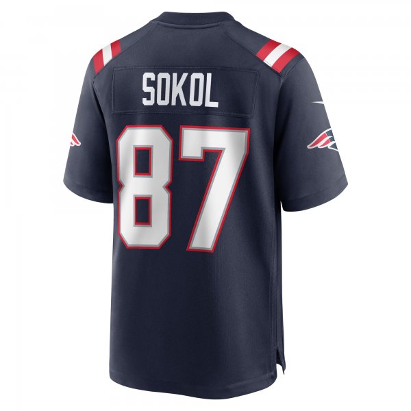 Men's New England Patriots Matt Sokol Nike Navy Game Player Jersey