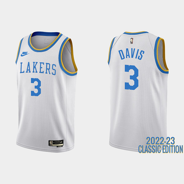 Men's Los Angeles Lakers Anthony Davis #3 2022-23 Classic Edition White NBA Jersey